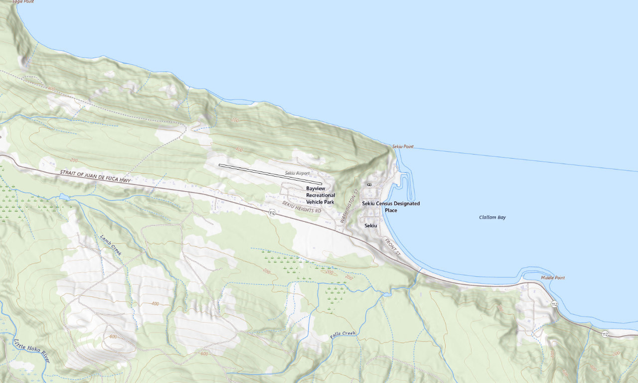 Topographic map around Anglers Hideaway RV Park
