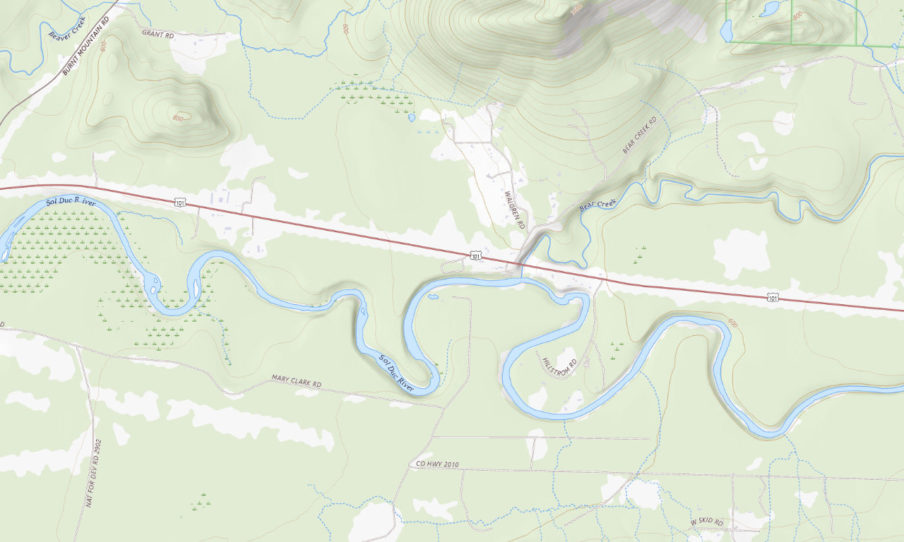 Topographic map around Bear Creek Campground