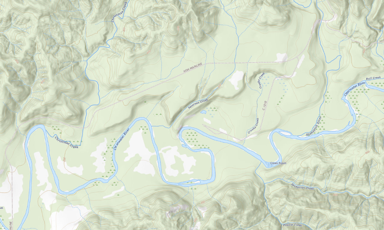 Topographic map around Coppermine Bottom Campground