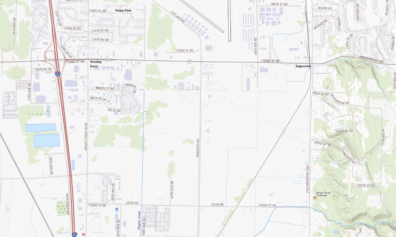 Topographic map around Emerald Springs RV Park
