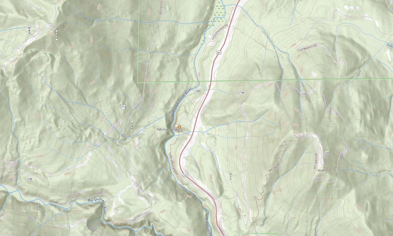 Topographic map around Falls View Campground near Quilcene