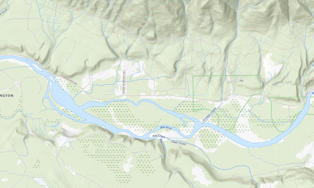 Topographic map around Hard Rain Cafe and Campground