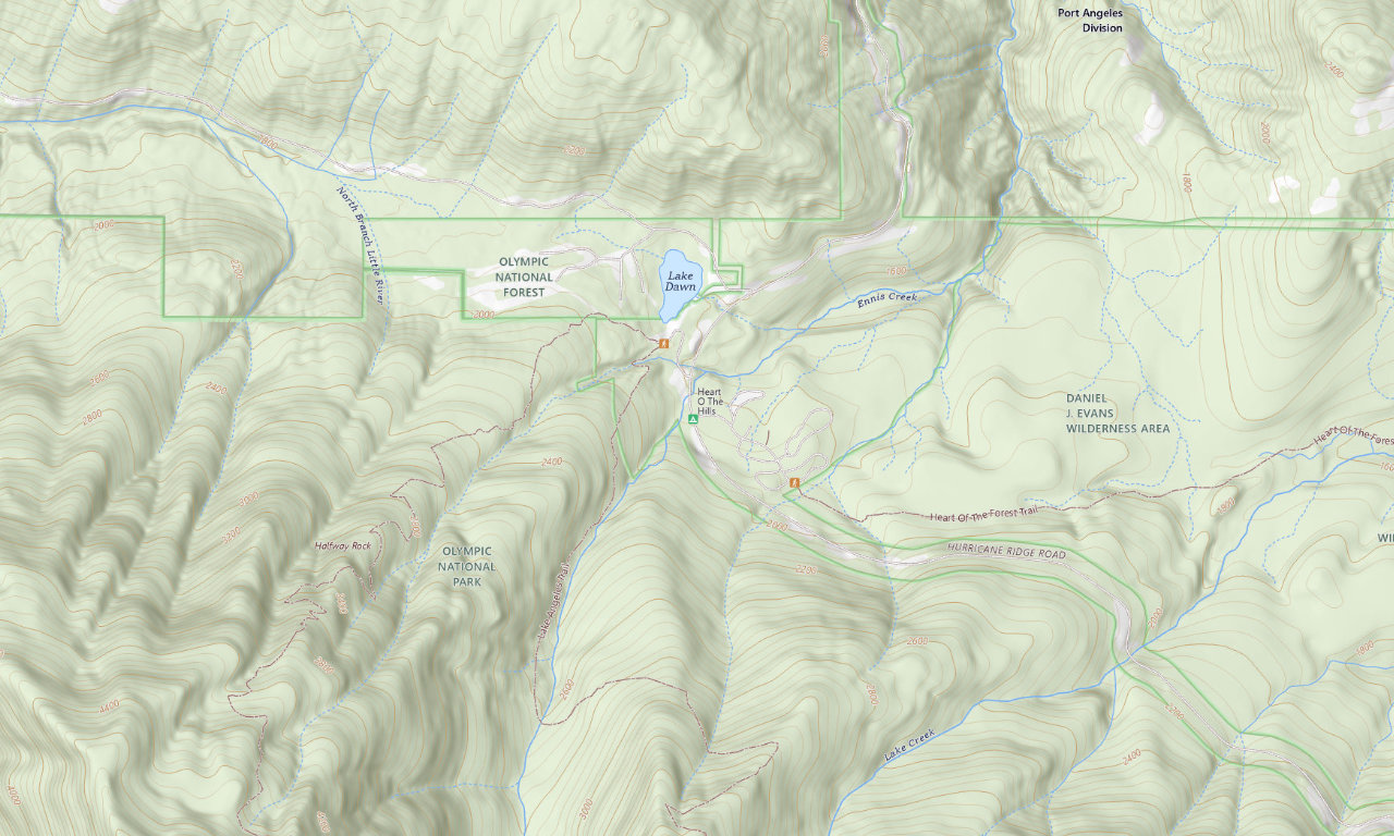 Topographic map around Heart O' the Hills Campground