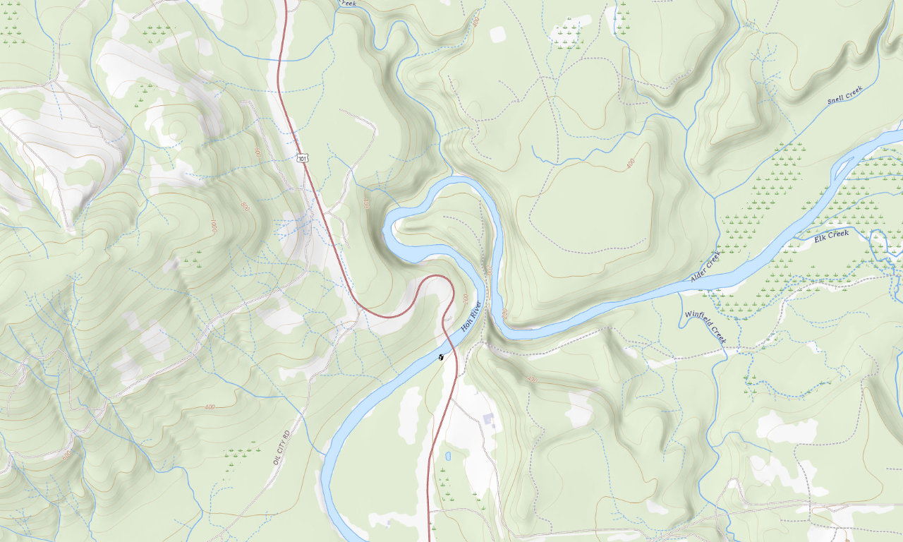 Topographic map around Hoh Oxbow Campground