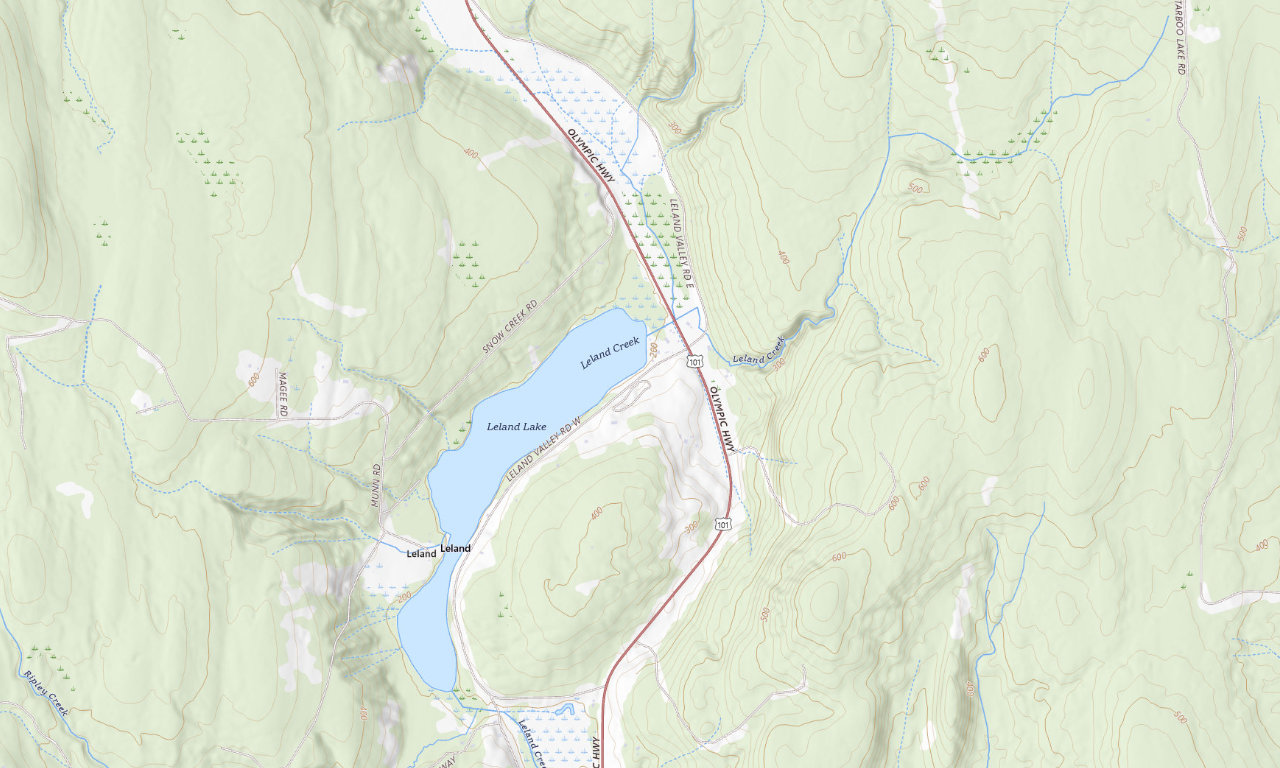 Topographic map around Lake Leland Park Campground