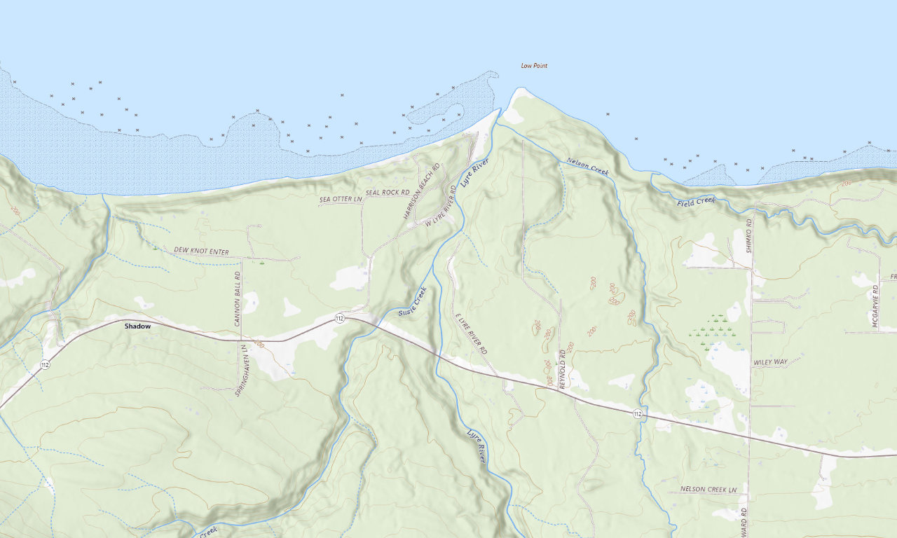 Topographic map around Lyre River Campground