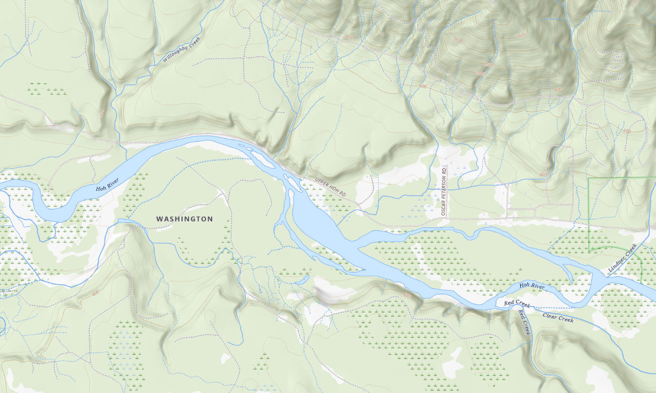 Topographic map around Minnie Peterson Campground