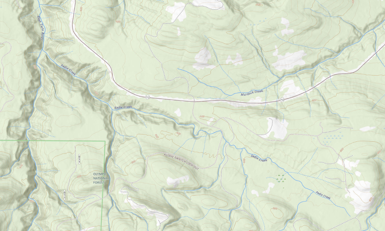 Topographic map around Sadie Creek Campground