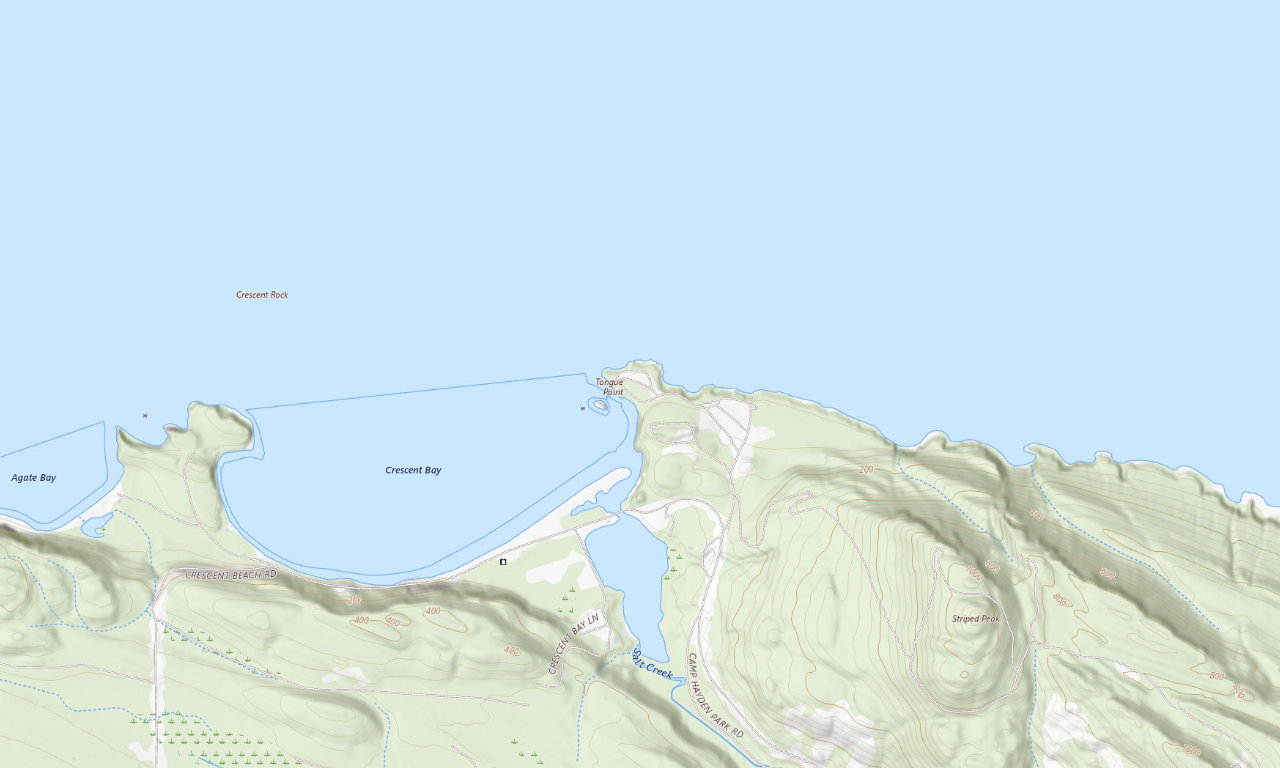 Topographic map around Salt Creek Recreation Area